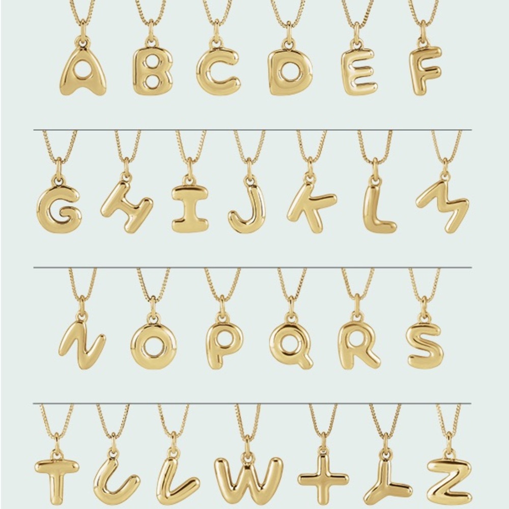 14k Gold bubble initial necklace